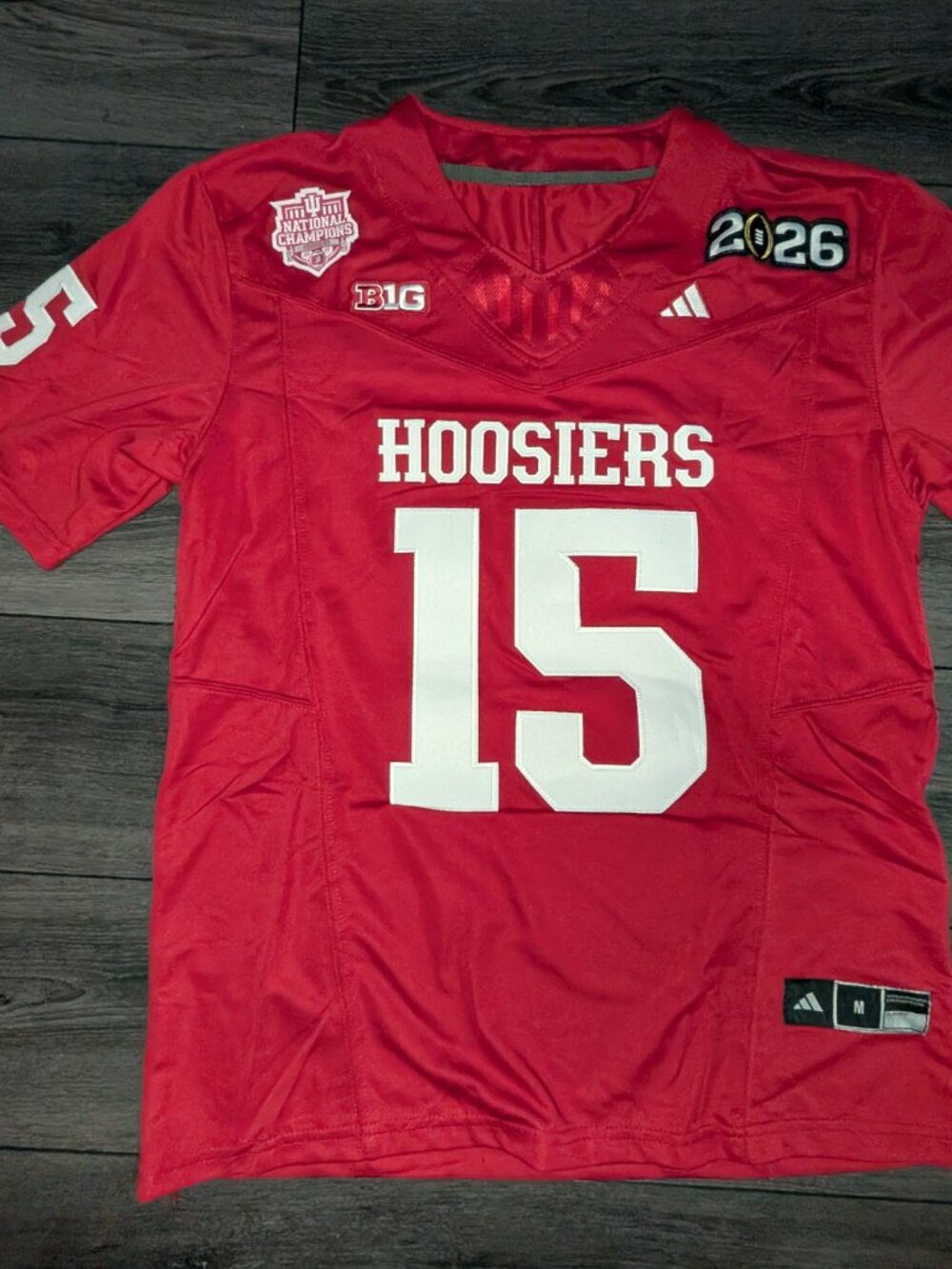 Adidas Hoosiers Red #15 Football Jersey